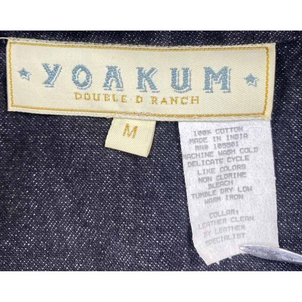Double D Ranch Yoakum Women's Medium Black‎ Denim Jacket Beaded Collar